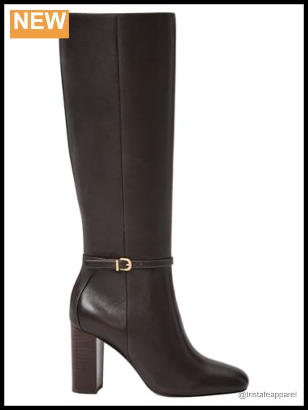 Kyle Tall Boot Leather Square Toe Block Heel Pull-On Calf High Women's